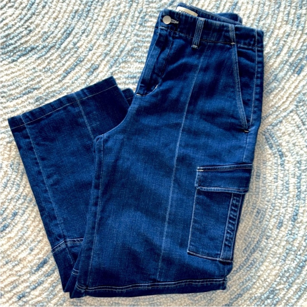 L’AGENCE Brooklyn Wide Leg Cargo Jean Barca Blue 28 High Rise Y2K Denim USA Made - Picture 13 of 15